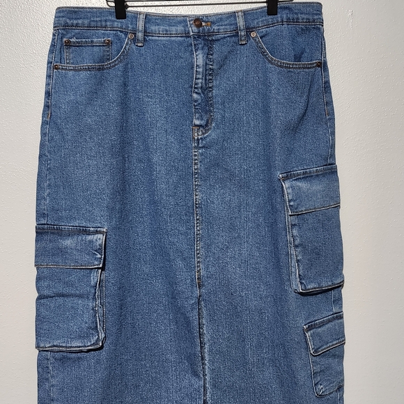 SCOOP Denim Cargo Maxi Skirt Womens 12 Blue Y2K Streetwear Baddie - Picture 4 of 12